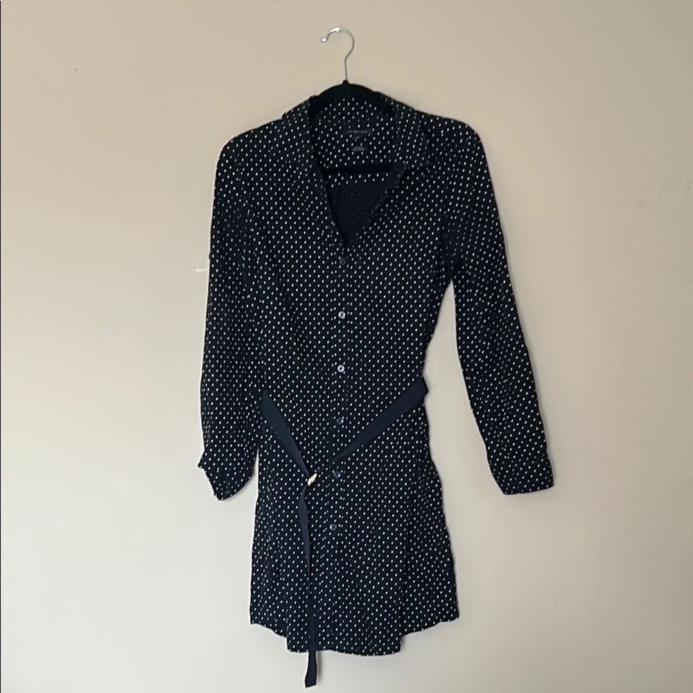 Tommy Hilfiger Blue Long Sleeve Notched Collar Dress